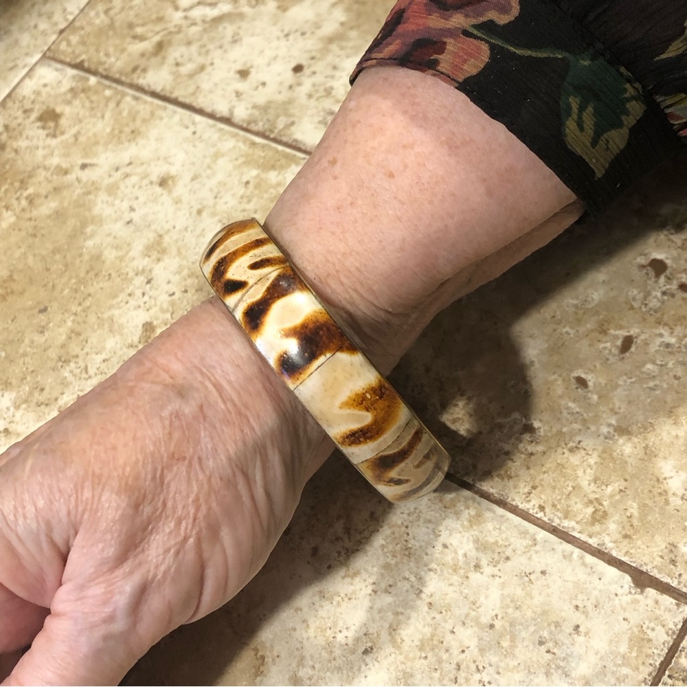 Vintage solid brass rare nautilus fossil bangle bracelet NWT - Picture 7 of 9